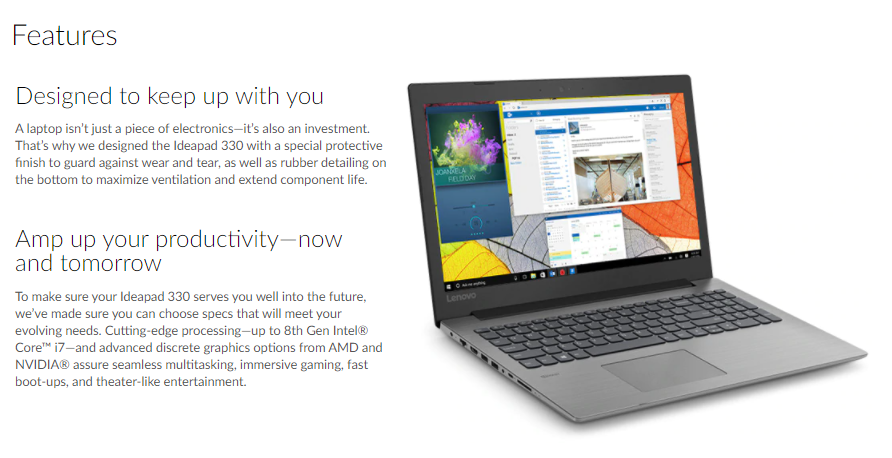 Features of the Lenovo Ideapad 330